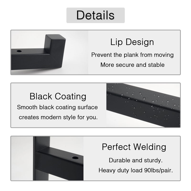 OVOV 2 Pcs Steel Heavy Duty Shelf Brackets Wall Mounted Industrial Metal Shelf Supports Matte Black 12 Inches - Image 5